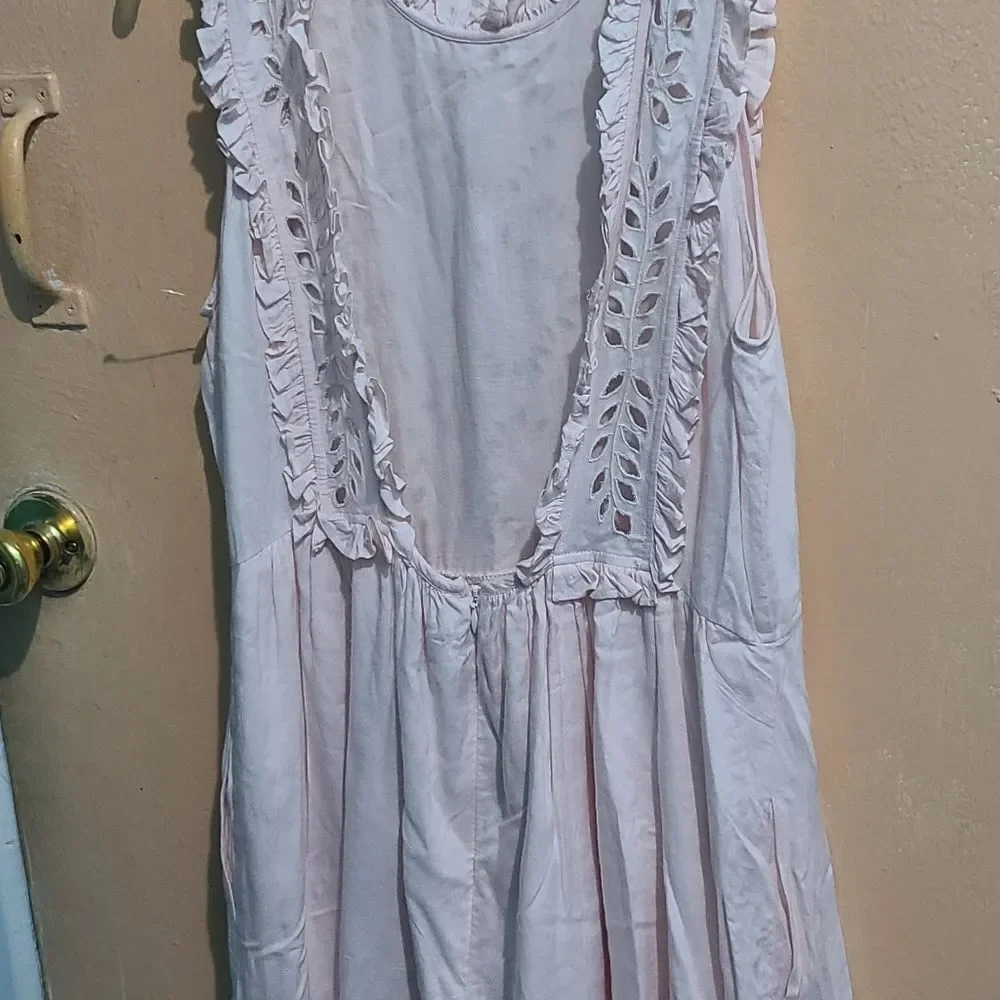 Paul & Joe Sister Pink Fiorella Sleeveless Ruffle Lace Front Dress Damaged - Picture 6 of 9